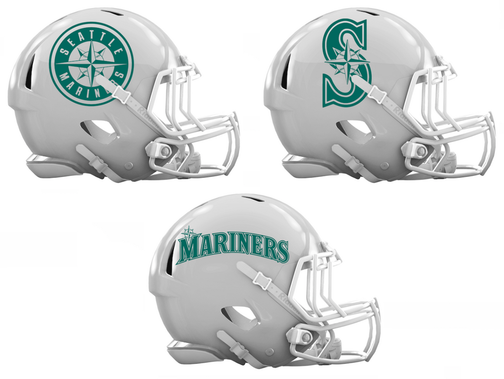 Seattle Mariners Custom Concept White Mini Riddell Speed Football Helmet - SportsJewelryProShop
