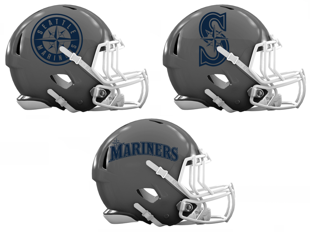 Seattle Mariners Custom Concept Gray Mini Riddell Speed Football Helmet - SportsJewelryProShop