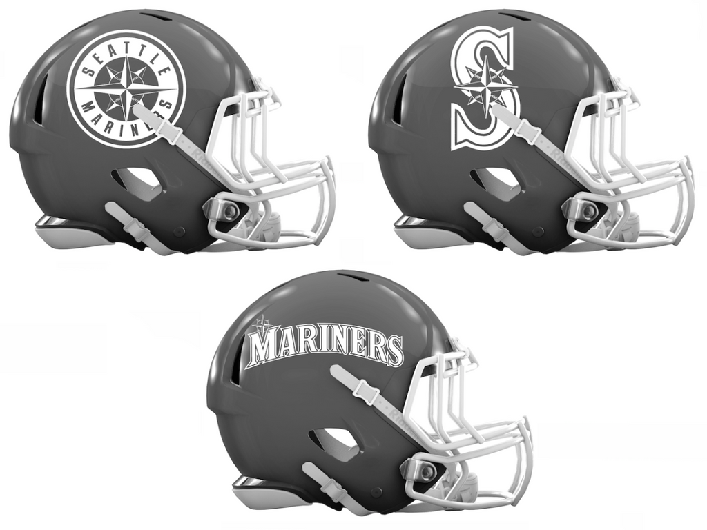 Seattle Mariners Custom Concept Gray Mini Riddell Speed Football Helmet - SportsJewelryProShop