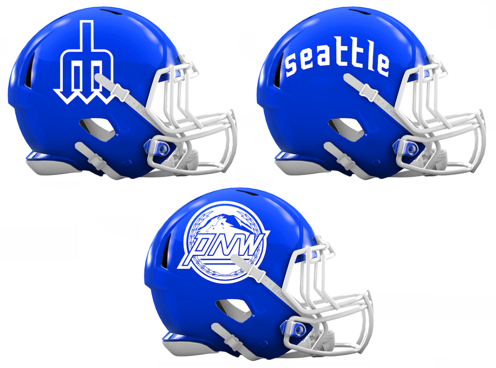 Seattle Mariners City Connect Custom Concept Blue Mini Riddell Speed Football Helmet - SportsJewelryProShop
