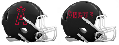 Los Angeles Angels Custom Concept Black Mini Riddell Speed Football Helmet - SportsJewelryProShop