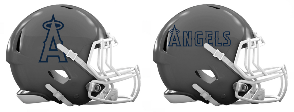 Los Angeles Angels Custom Concept Gray Mini Riddell Speed Football Helmet - SportsJewelryProShop