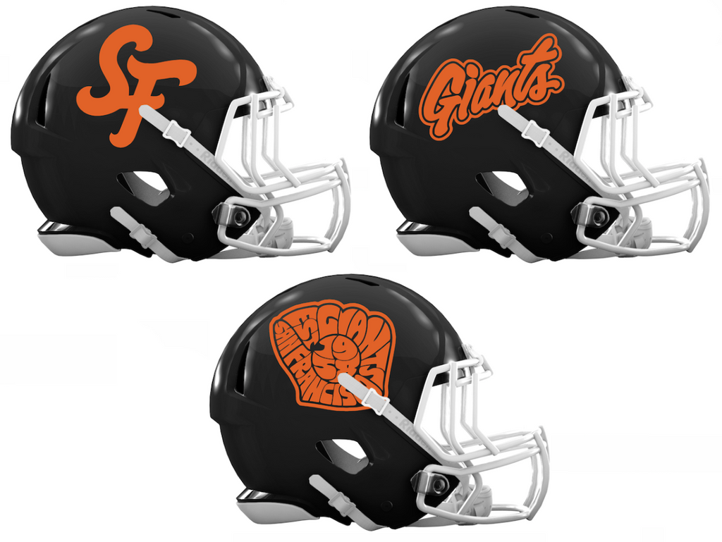 San Francisco Giants City Connect Custom Concept Black Mini Riddell Speed Football Helmet - SportsJewelryProShop