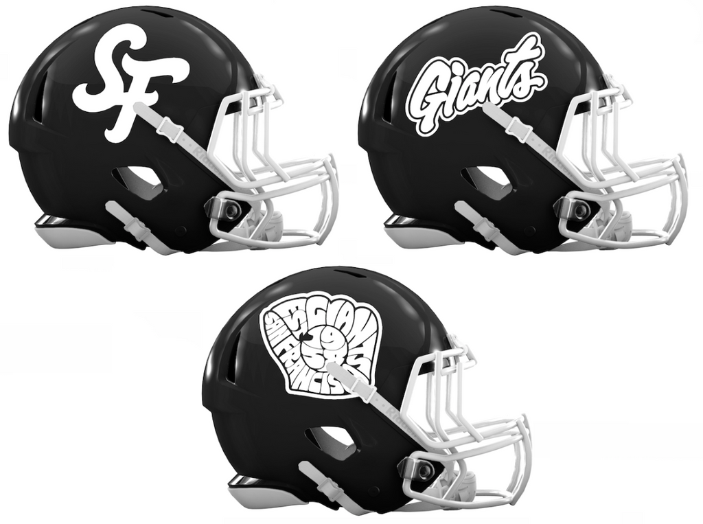 San Francisco Giants City Connect Custom Concept Black Mini Riddell Speed Football Helmet - SportsJewelryProShop