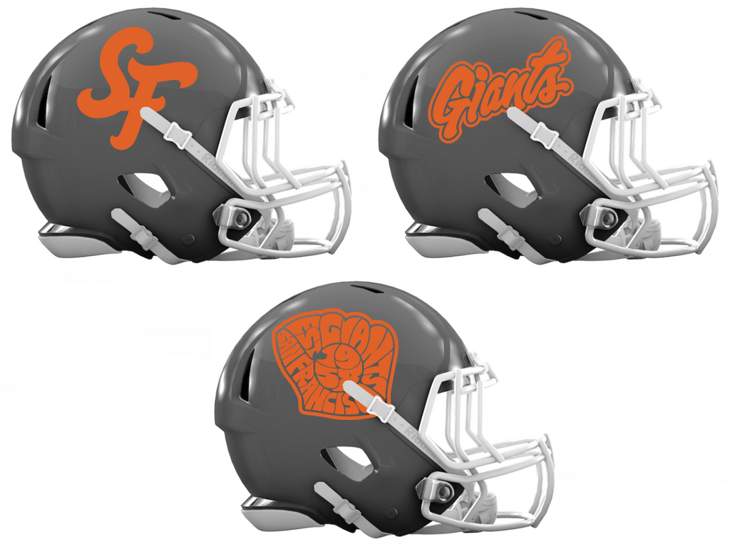 San Francisco Giants City Connect Custom Concept Gray Mini Riddell Speed Football Helmet - SportsJewelryProShop