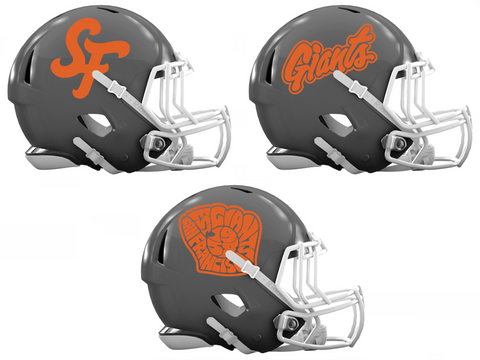 San Francisco Giants City Connect Custom Concept Gray Mini Riddell Speed Football Helmet - SportsJewelryProShop