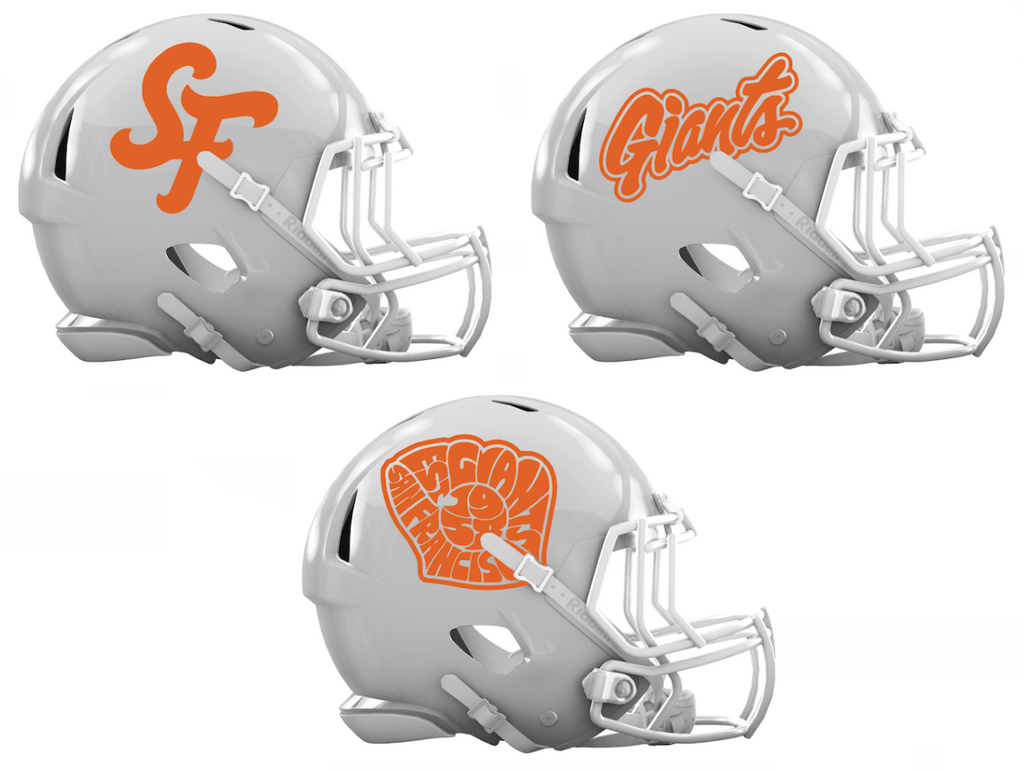 San Francisco Giants City Connect Custom Concept White Mini Riddell Speed Football Helmet - SportsJewelryProShop