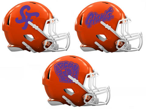 San Francisco Giants City Connect Custom Concept Orange Mini Riddell Speed Football Helmet - SportsJewelryProShop