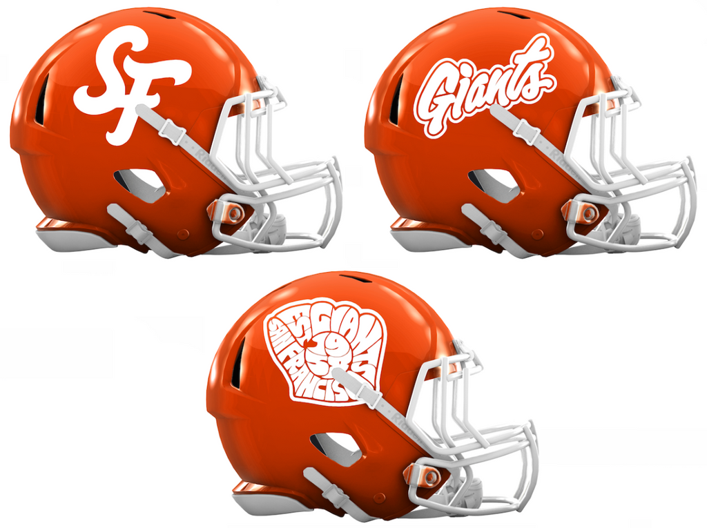 San Francisco Giants City Connect Custom Concept Orange Mini Riddell Speed Football Helmet - SportsJewelryProShop