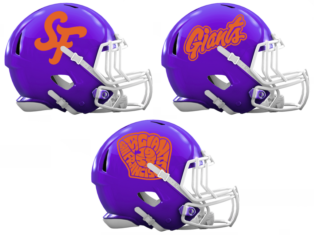 San Francisco Giants City Connect Custom Concept Purple Mini Riddell Speed Football Helmet - SportsJewelryProShop