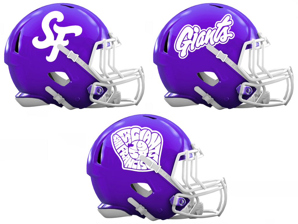 San Francisco Giants City Connect Custom Concept Purple Mini Riddell Speed Football Helmet - SportsJewelryProShop