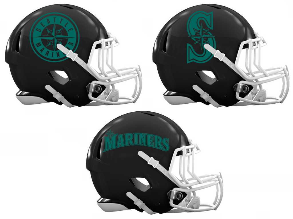 Seattle Mariners Custom Concept Black Mini Riddell Speed Football Helmet - SportsJewelryProShop