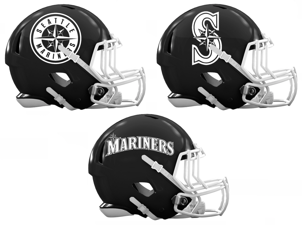 Seattle Mariners Custom Concept Black Mini Riddell Speed Football Helmet - SportsJewelryProShop