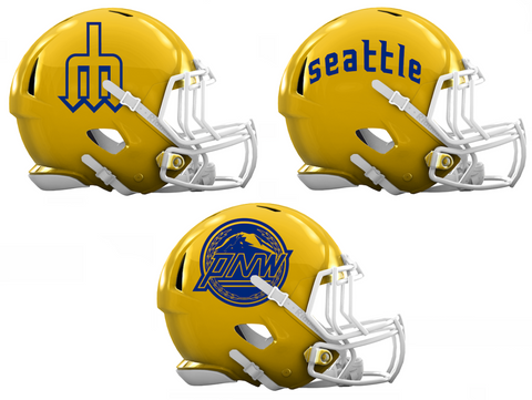 Seattle Mariners City Connect Custom Concept Yellow Mini Riddell Speed Football Helmet - SportsJewelryProShop