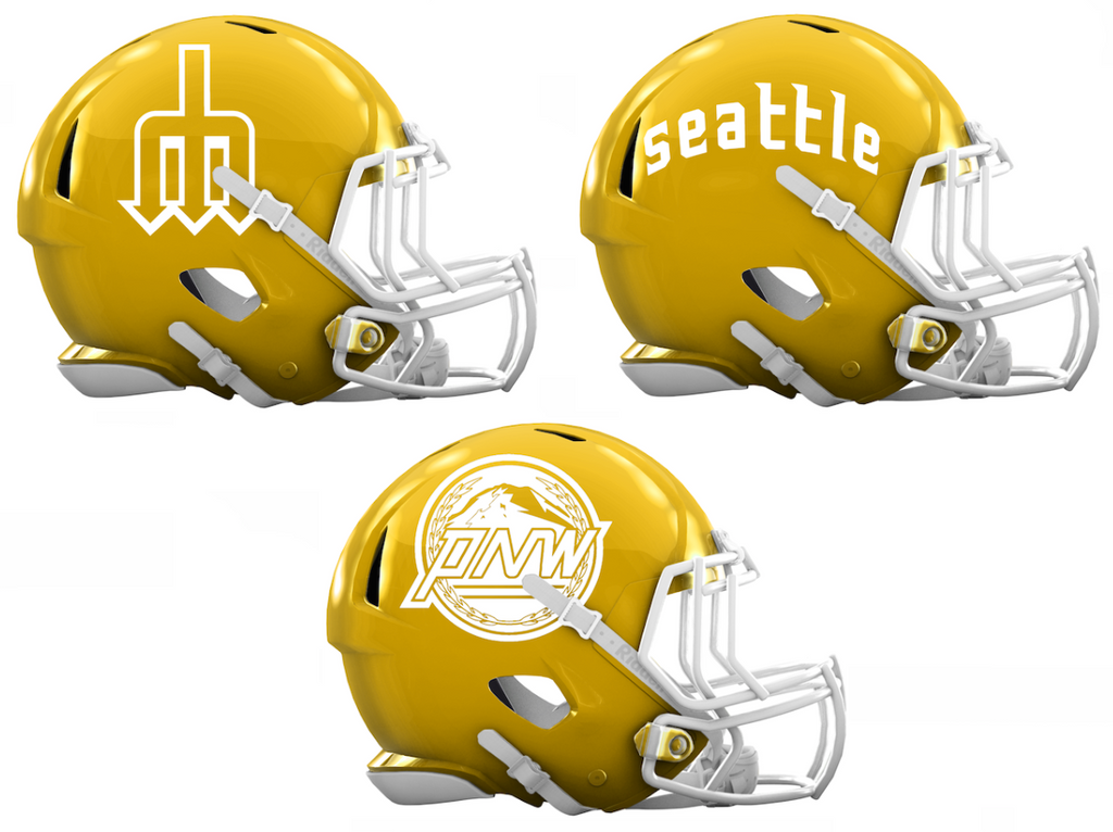 Seattle Mariners City Connect Custom Concept Yellow Mini Riddell Speed Football Helmet - SportsJewelryProShop