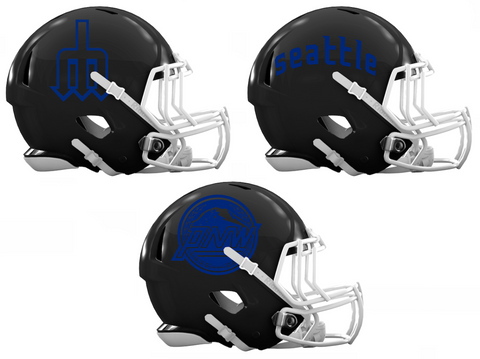 Seattle Mariners City Connect Custom Concept Black Mini Riddell Speed Football Helmet - SportsJewelryProShop