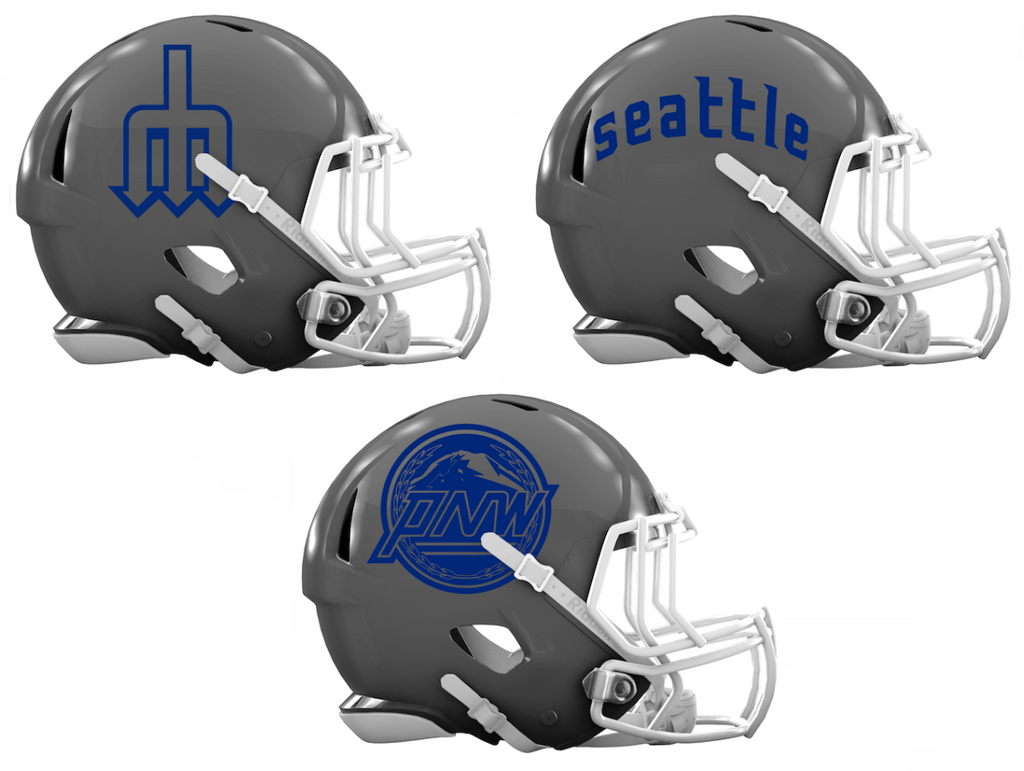 Seattle Mariners City Connect Custom Concept Gray Mini Riddell Speed Football Helmet - SportsJewelryProShop