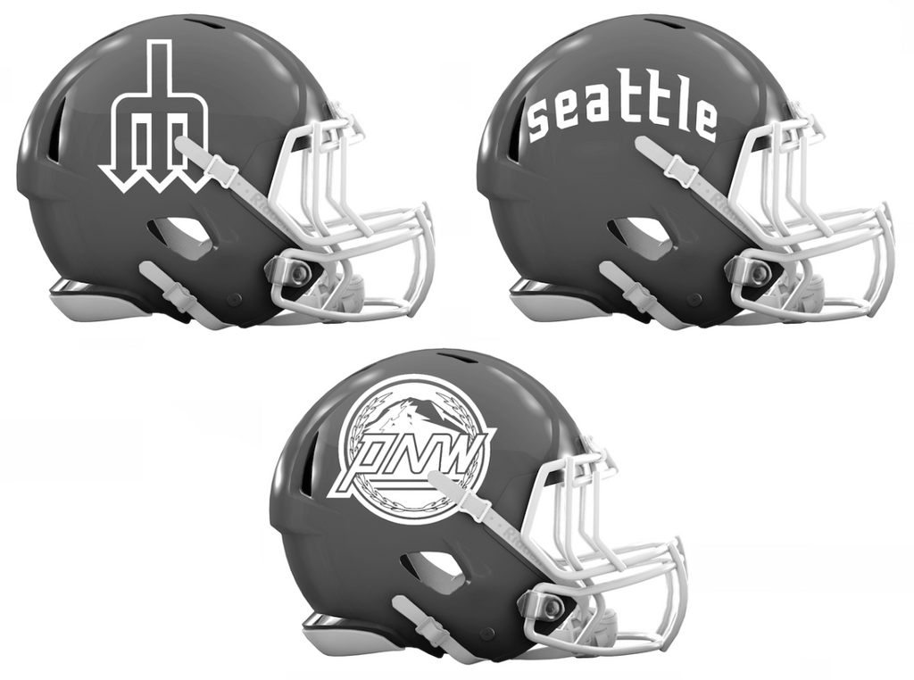 Seattle Mariners City Connect Custom Concept Gray Mini Riddell Speed Football Helmet - SportsJewelryProShop