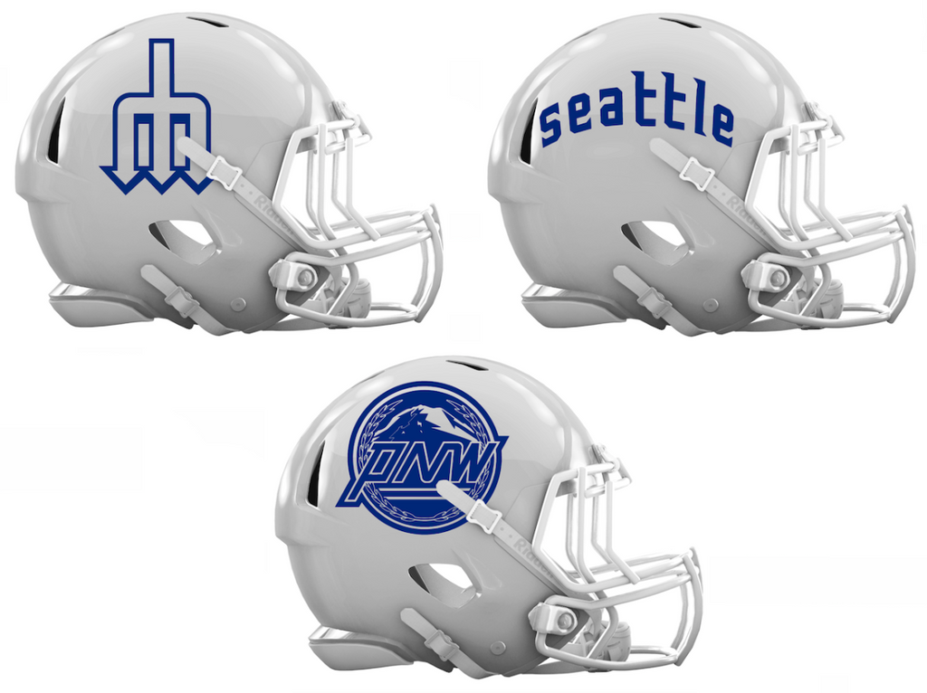Seattle Mariners City Connect Custom Concept White Mini Riddell Speed Football Helmet - SportsJewelryProShop