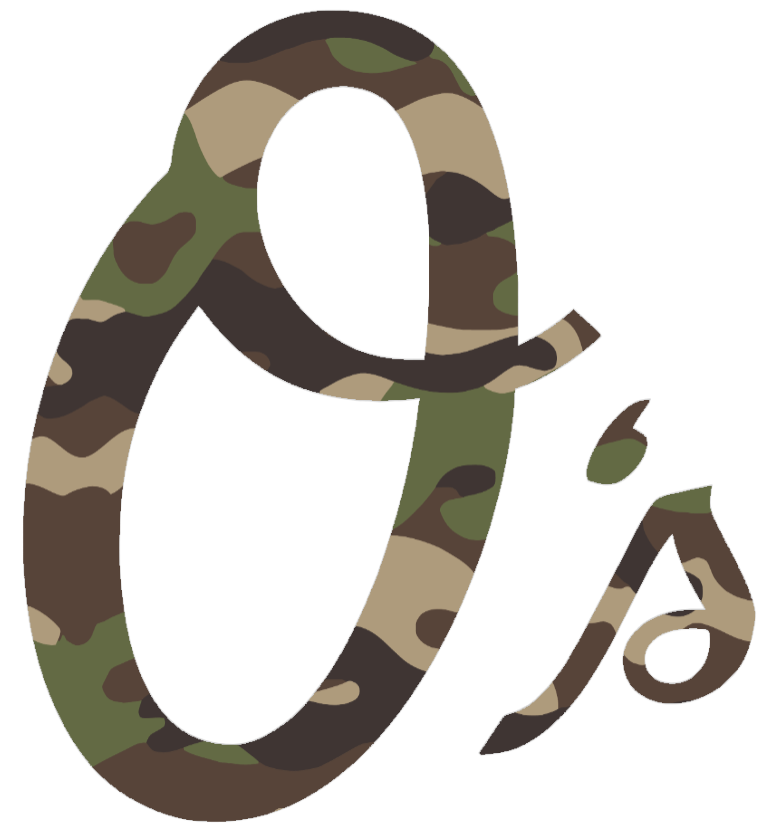 Baltimore Orioles Woodland Camo Camouflage Team Logo Premium DieCut Vinyl Decal PICK SIZE