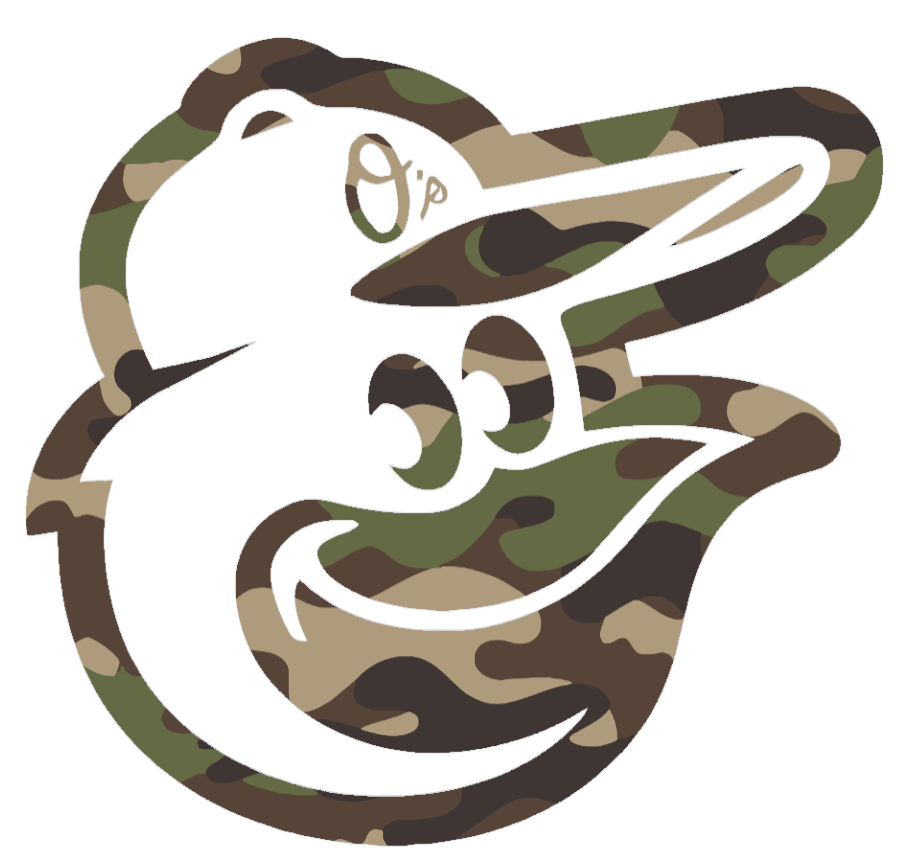 Baltimore Orioles Woodland Camo Camouflage Alternate Logo Premium DieCut Vinyl Decal PICK SIZE