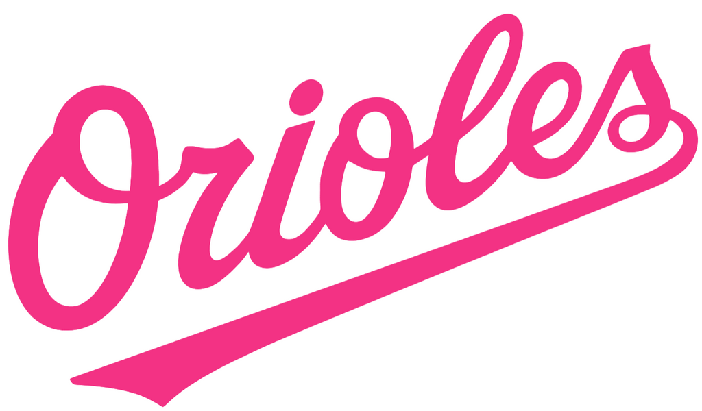 Baltimore Orioles HOT PINK Team Name Logo Premium DieCut Vinyl Decal PICK SIZE