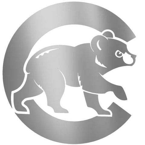 Chicago Cubs SILVER CHROME MIRROR Alternate Logo Premium DieCut Vinyl Decal PICK SIZE