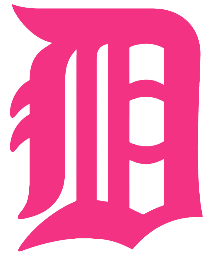 Detroit Tigers Hot Pink Alternate D Logo Premium DieCut Vinyl Decal PICK SIZE