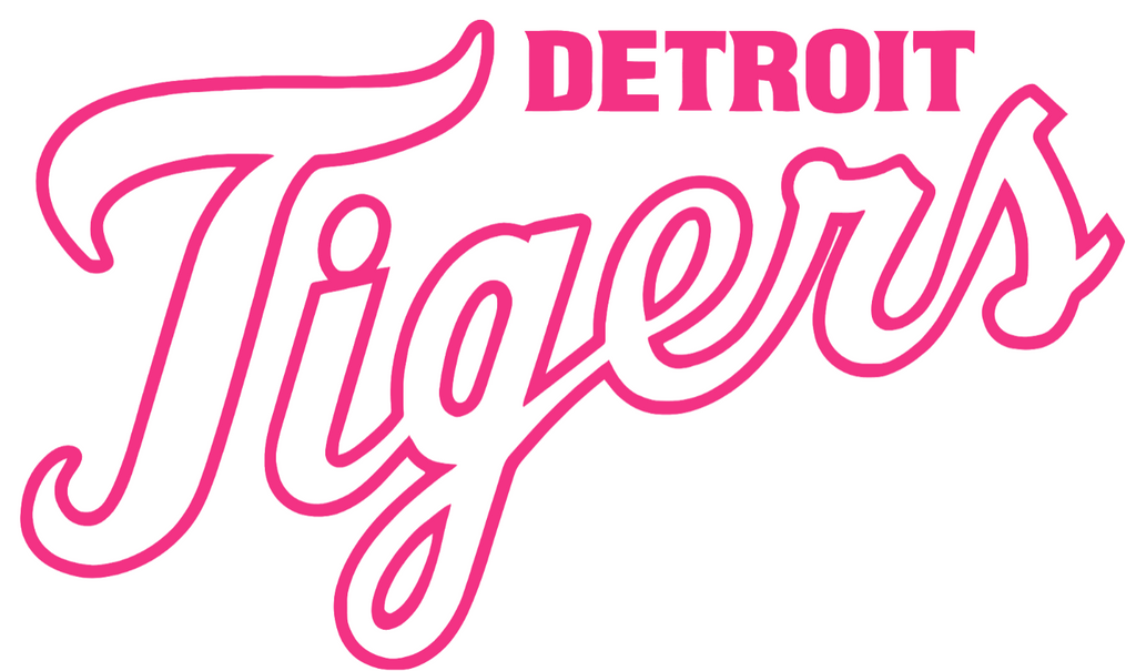 Detroit Tigers Hot Pink Team Name Logo Premium DieCut Vinyl Decal PICK SIZE