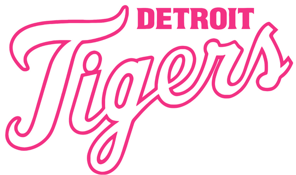 Detroit Tigers Hot Pink Team Name Logo Premium DieCut Vinyl Decal PICK SIZE