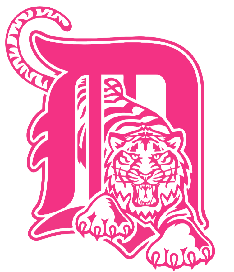 Detroit Tigers Hot Pink Retro Throwback 1990s-2000s Logo Premium DieCut Vinyl Decal PICK SIZE