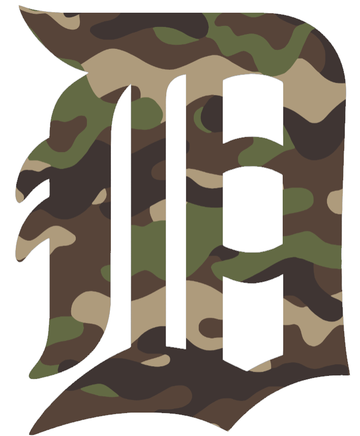 Detroit Tigers Woodland Camo Camouflage Alternate D Logo Premium DieCut Vinyl Decal PICK SIZE