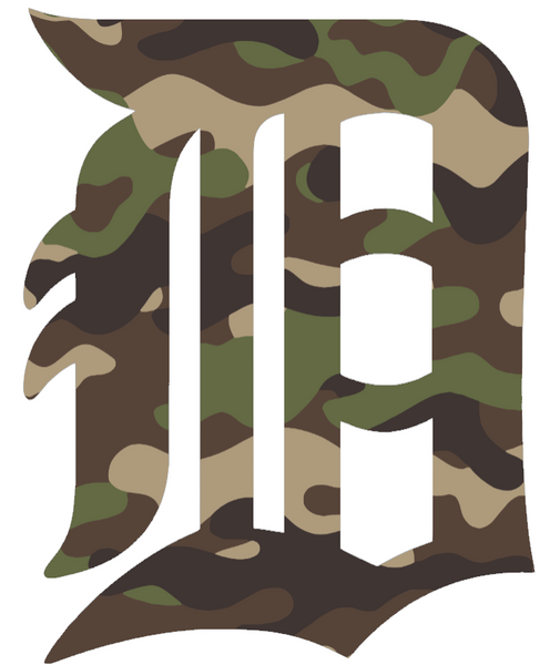 Detroit Tigers Woodland Camo Camouflage Alternate D Logo Premium DieCut Vinyl Decal PICK SIZE
