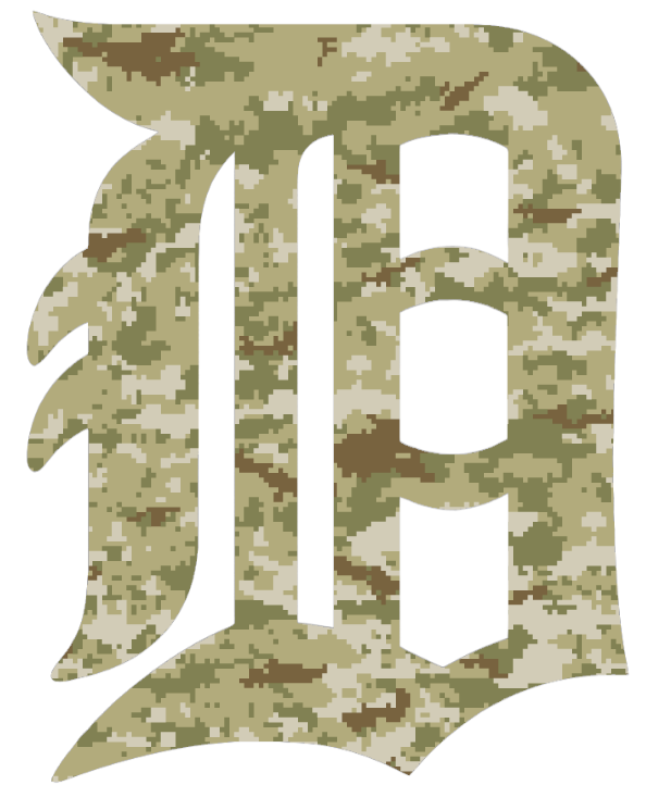 Detroit Tigers Salute to Service Alternate D Logo Camouflage Camo Vinyl Decal PICK SIZE
