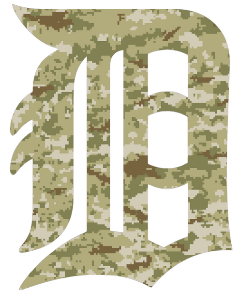 Detroit Tigers Salute to Service Alternate D Logo Camouflage Camo Vinyl Decal PICK SIZE