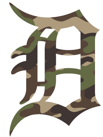 Detroit Tigers Woodland Camo Camouflage Team Logo Premium DieCut Vinyl Decal PICK SIZE