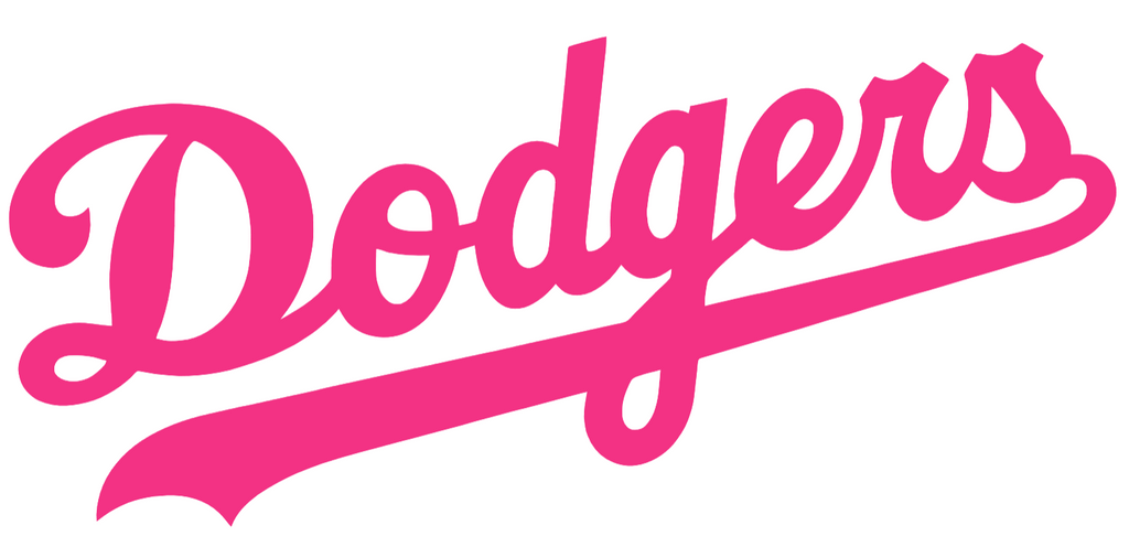 Los Angeles Dodgers Hot Pink Team Name Logo Premium DieCut Vinyl Decal PICK SIZE