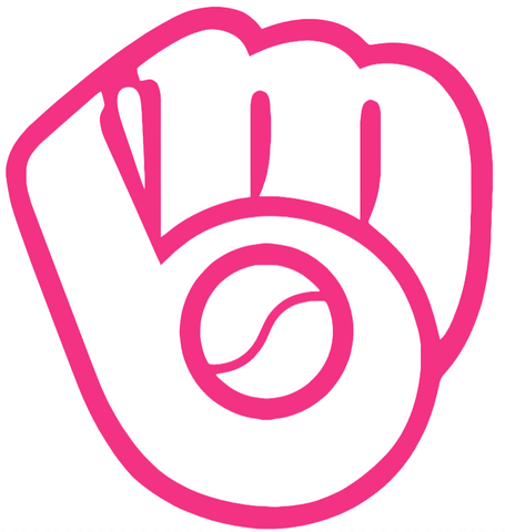 Milwaukee Brewers Hot Pink Retro Throwback Ball & Glove 1970s-1990s Logo Premium DieCut Vinyl Decal PICK SIZE