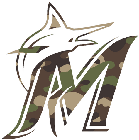 Miami Marlins Woodland Camo Camouflage Team Logo Premium DieCut Vinyl Decal PICK SIZE