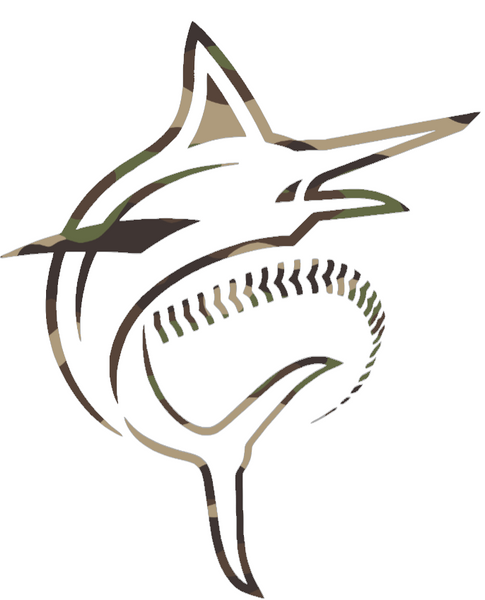 Miami Marlins Woodland Camo Camouflage Alternte Logo Premium DieCut Vinyl Decal PICK SIZE