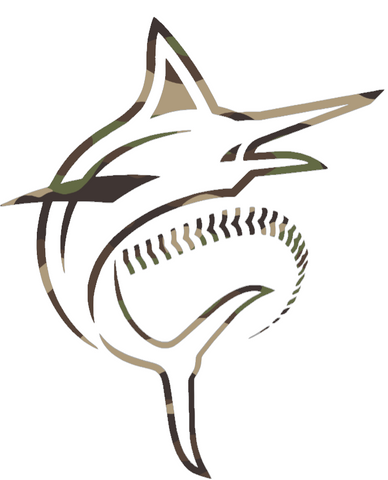 Miami Marlins Woodland Camo Camouflage Alternte Logo Premium DieCut Vinyl Decal PICK SIZE