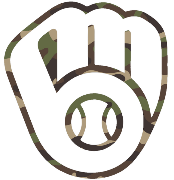 Milwaukee Brewers Woodland Camo Camouflage Team Logo Premium DieCut Vinyl Decal PICK SIZE