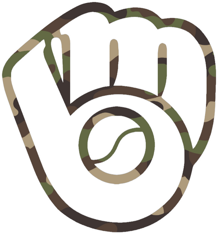Milwaukee Brewers Woodland Camo Camouflage Retro Throwback Ball & Glove 1970s-1990s Logo Premium DieCut Vinyl Decal PICK SIZE