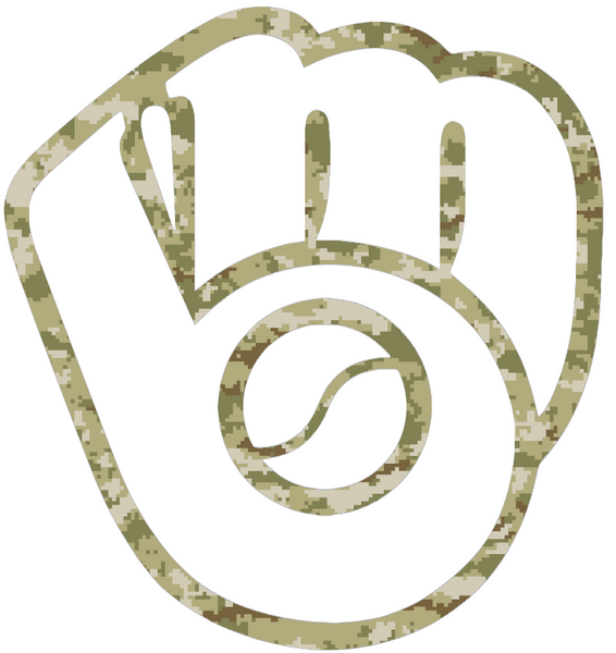Milwaukee Brewers Salute to Service Retro Throwback Ball & Glove Logo Camouflage Camo Vinyl Decal PICK SIZE