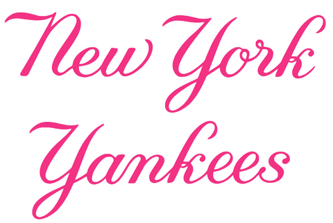 New York Yankees Hot Pink Script Team Name Logo Premium DieCut Vinyl Decal PICK SIZE