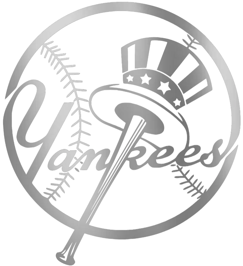 New York Yankees SILVER CHROME MIRROR Alternate Logo Premium DieCut Vinyl Decal PICK SIZE