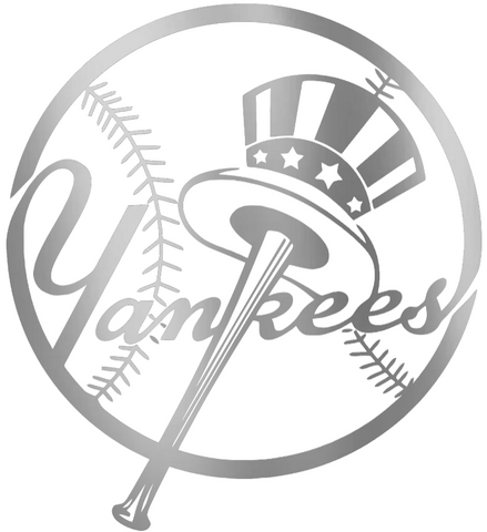New York Yankees SILVER CHROME MIRROR Alternate Logo Premium DieCut Vinyl Decal PICK SIZE