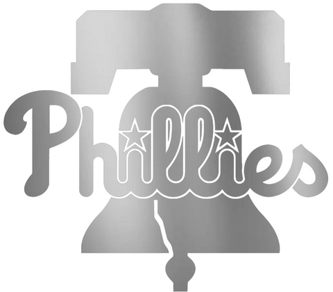 Philadelphia Phillies SILVER CHROME MIRROR Liberty Bell Logo Premium DieCut Vinyl Decal PICK SIZE