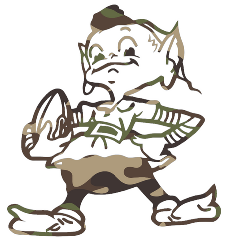 Cleveland Browns Woodland Camo Camouflage Brownie The Elf Logo Premium DieCut Vinyl Decal PICK SIZE