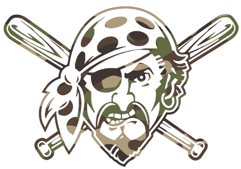 Pittsburgh Pirates Woodland Camo Camouflage Alternate Logo Premium DieCut Vinyl Decal PICK SIZE